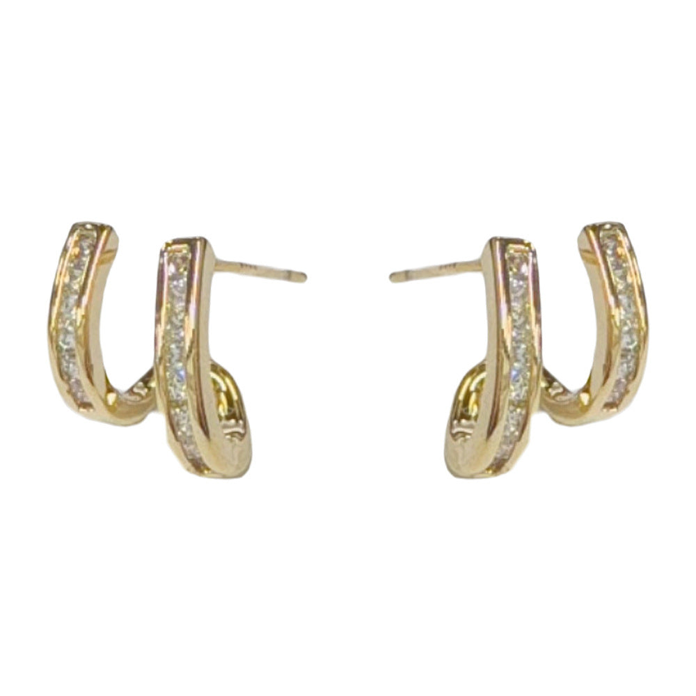 S925鋯石幾何簡約耳釘