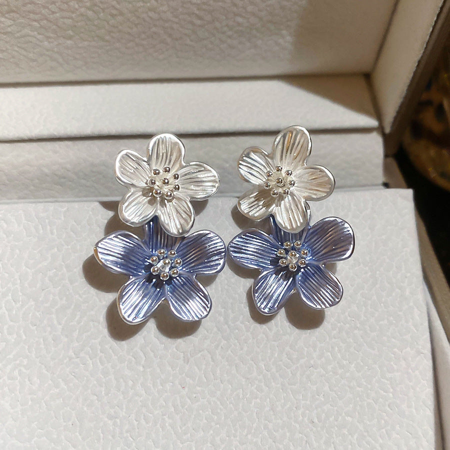 海邊度假風漸變油畫風花瓣耳釘小清新甜美耳環輕奢小眾高級感耳飾