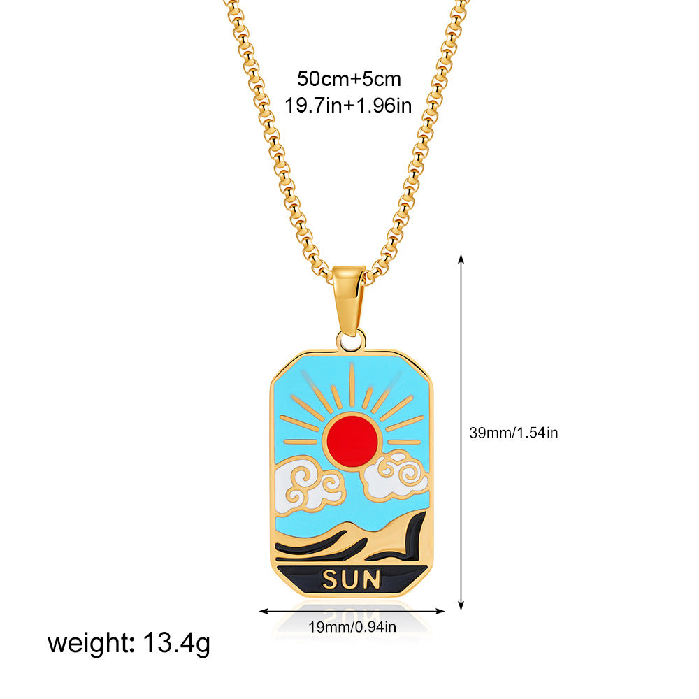 彩色星星方形墜飾項鍊－細節特寫7｜https://igowo.tw/