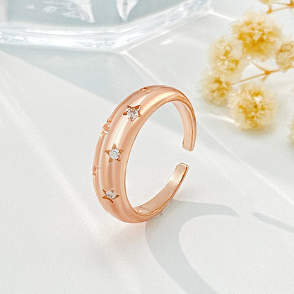 金色鋯石星星復古戒指－商品主圖｜https://igowo.tw/