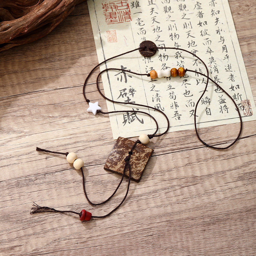 串珠月亮花朵流蘇項鍊－/花朵款細節｜https://igowo.tw/