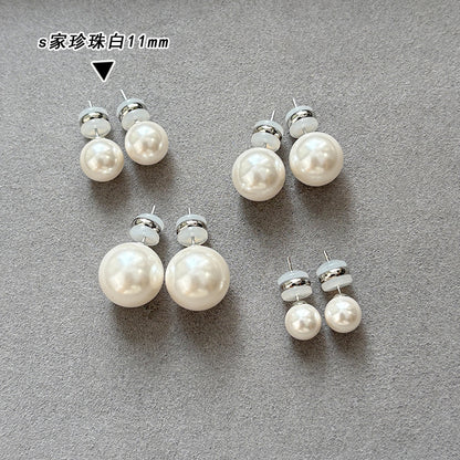 銀針玻璃澳白珍珠耳釘