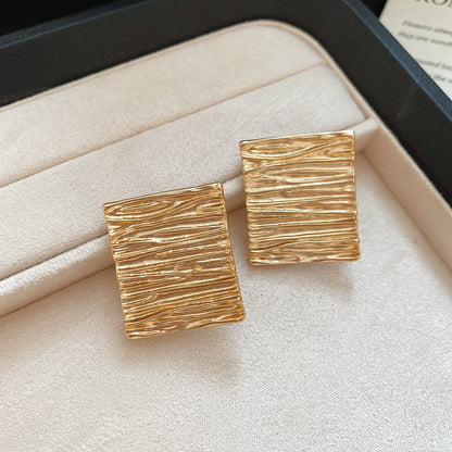 歐美金屬感褶皺纏繞麻花打結星星耳釘時尚百搭耳環小眾設計感耳飾