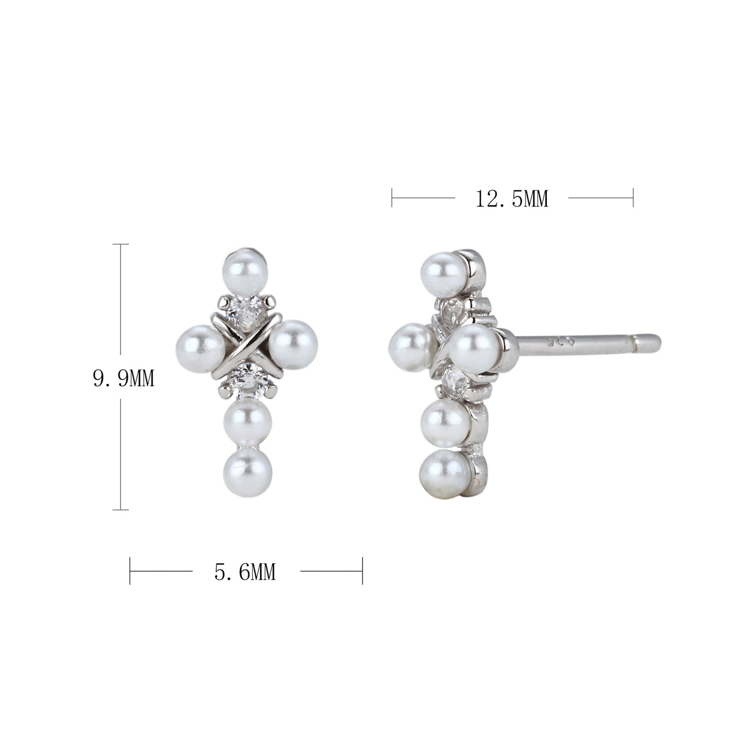 S925 氣質時尚小清新珍珠耳釘小眾設計仙氣甜美耳飾品