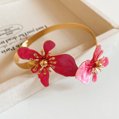 一款多帶~滴油花朵開口手鐲臂環歐美風氣質手環甜酷時尚百搭手飾