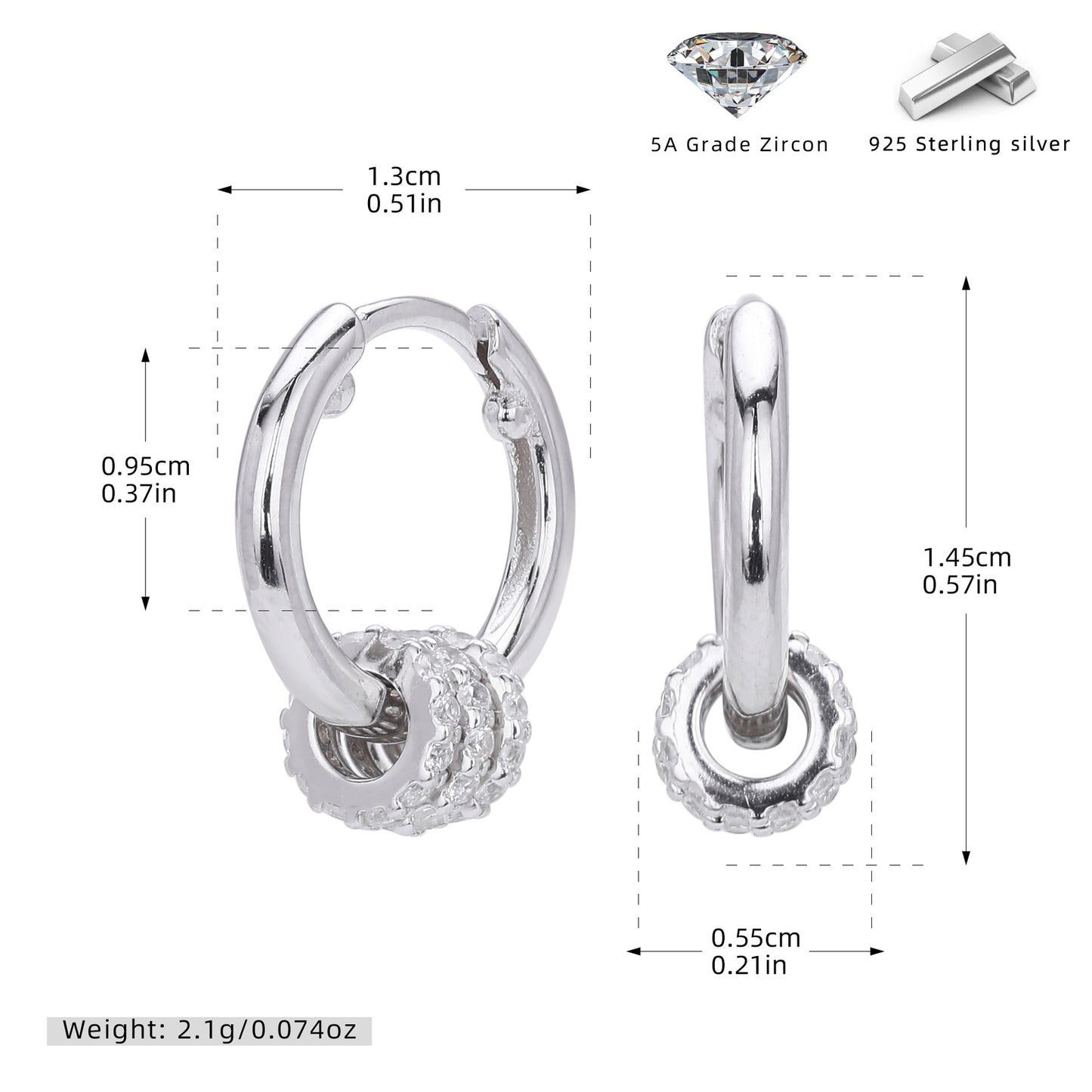 S925 新款耳環ins風鑲鋯圓圈氣質耳飾輕奢高級感小眾飾品