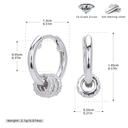 S925 新款耳環ins風鑲鋯圓圈氣質耳飾輕奢高級感小眾飾品