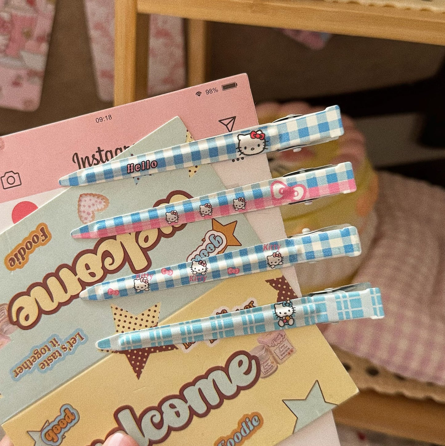 藍色金屬貓咪卡通髮夾－商品主圖｜https://igowo.tw/