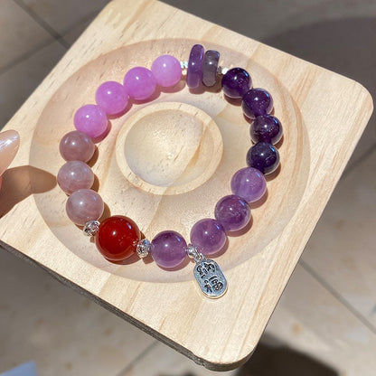 紫水晶蛇形纏繞串珠手鏈新中式復古百搭手串小眾氣質設計感手飾女