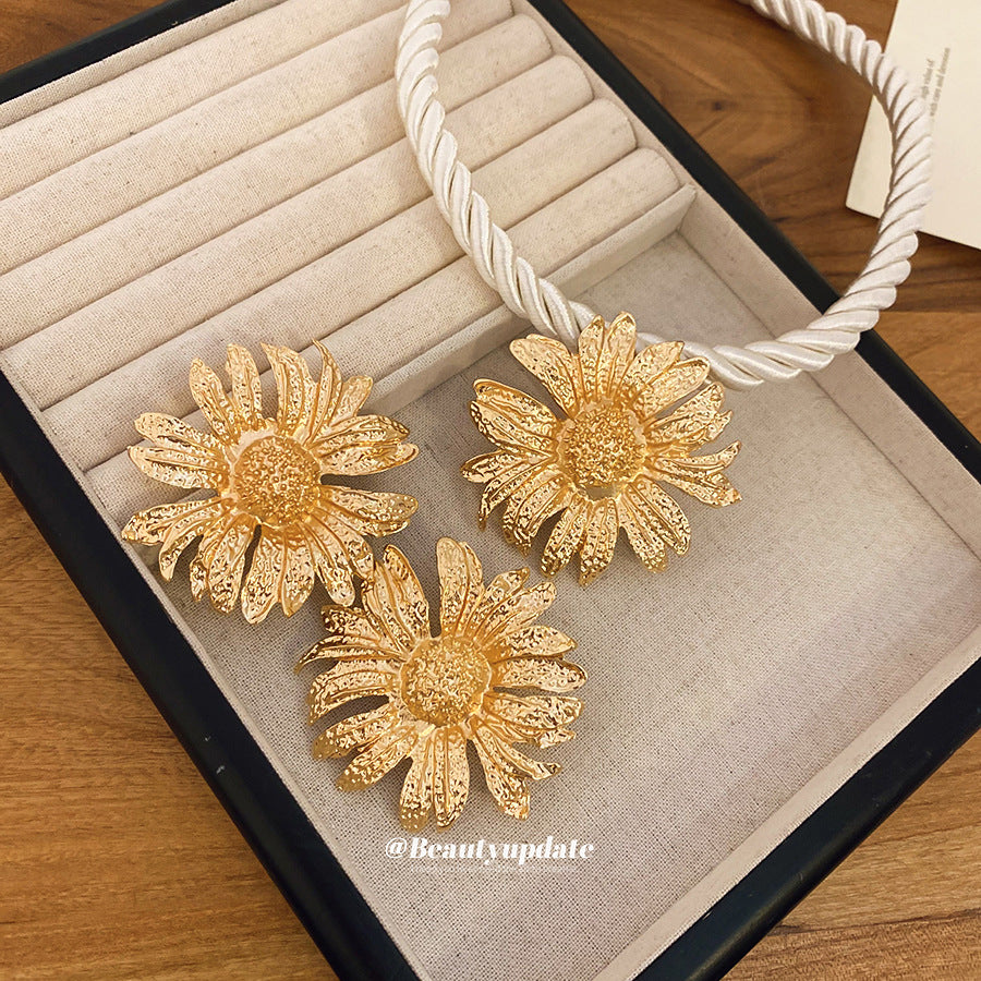 花朵復古項鍊耳環組－項鍊-金色款實拍｜https://igowo.tw/