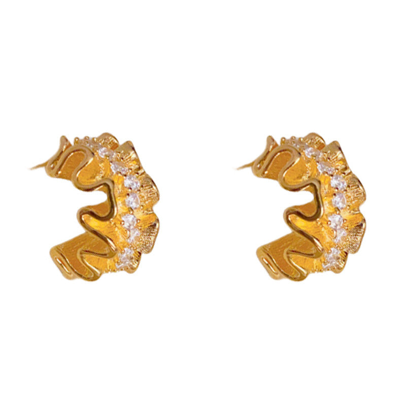 金屬C形鑲鑽耳環