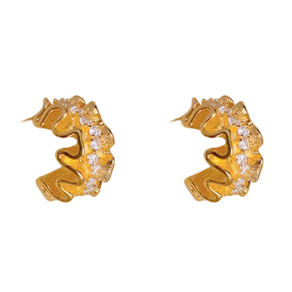 金屬C形鑲鑽耳環
