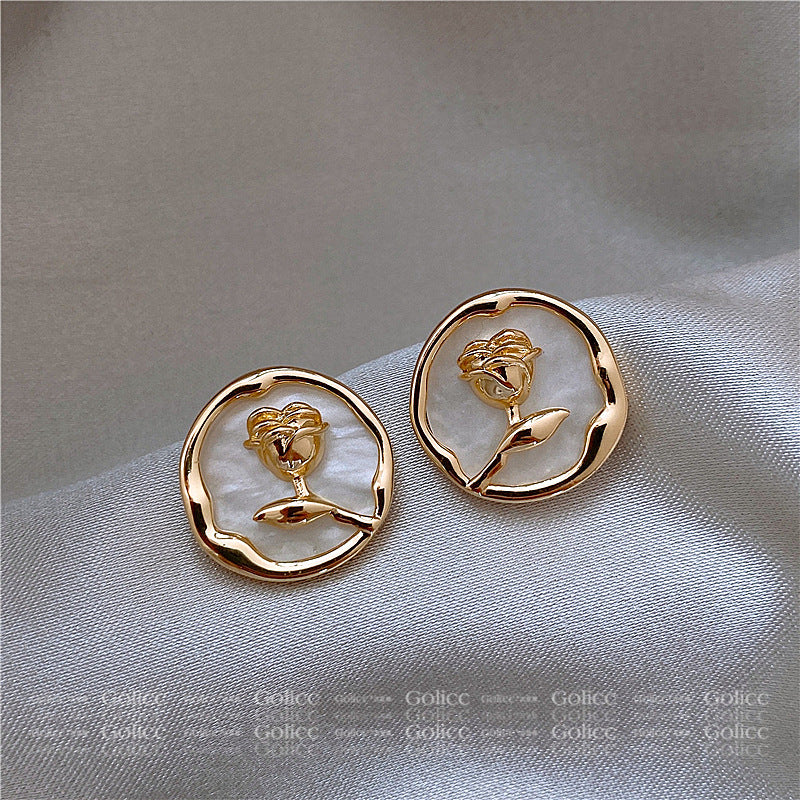 S925銀針玫瑰花耳釘女