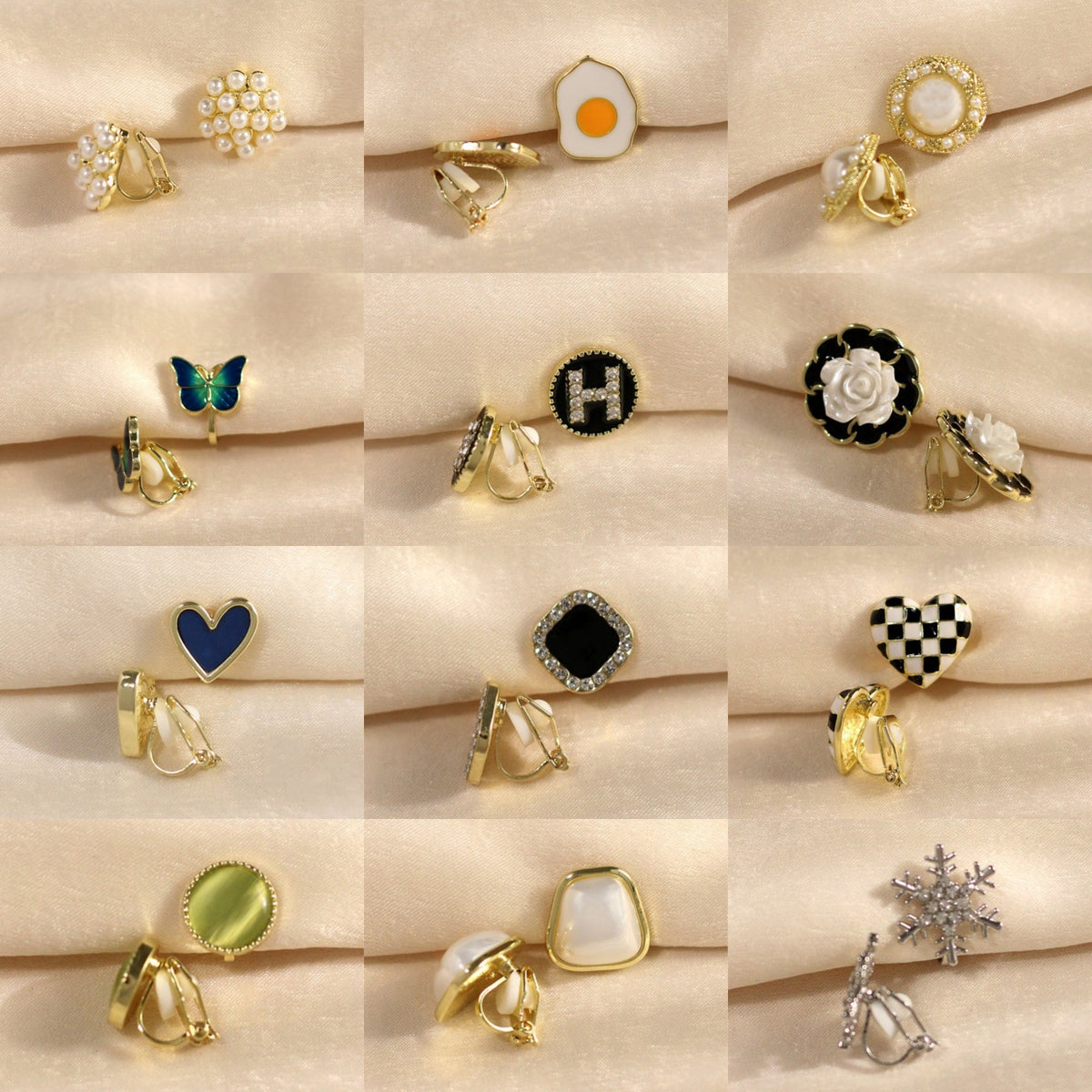 琺瑯蝴蝶免耳洞耳夾－商品主圖｜https://igowo.tw/
