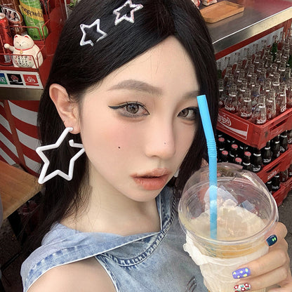 銀針亞克力星星耳環多巴胺甜美氣質耳釘耳圈簡約耳飾設計感小眾女
