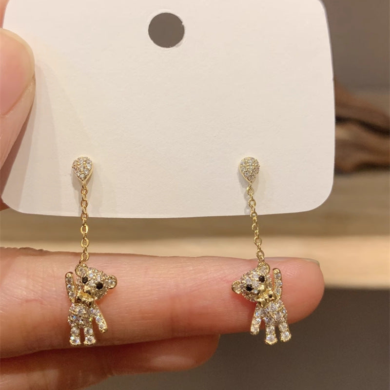 鋯石小熊耳環