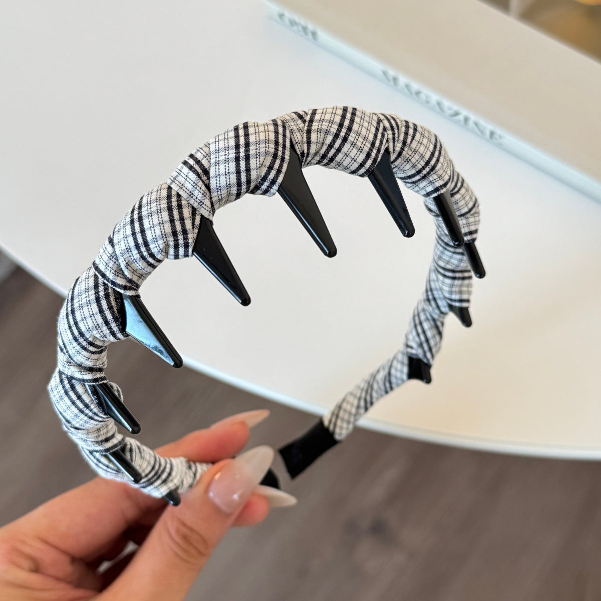 格紋纏繞髮箍
