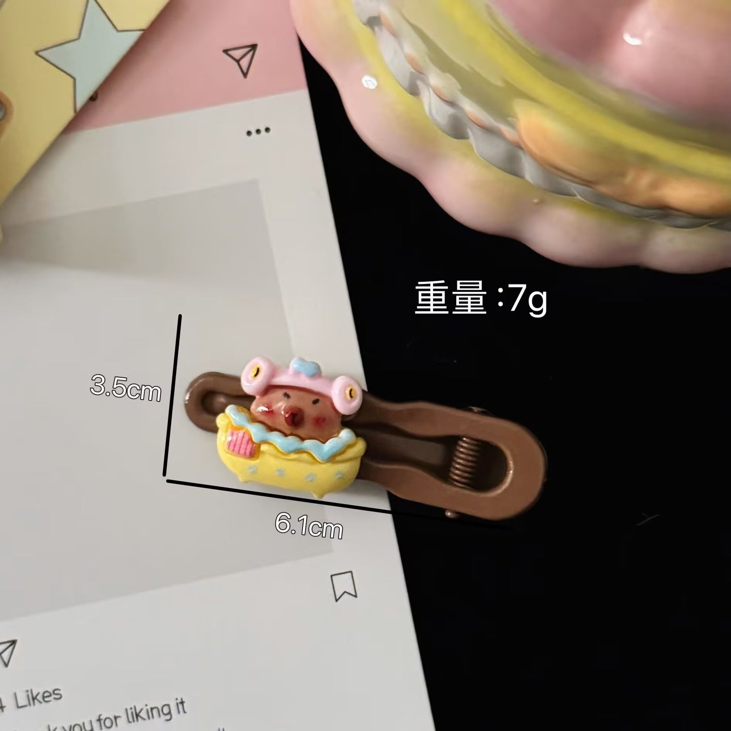 棕色波浪卡通髮夾