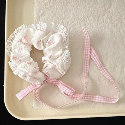 彩色緞帶碎花髮圈