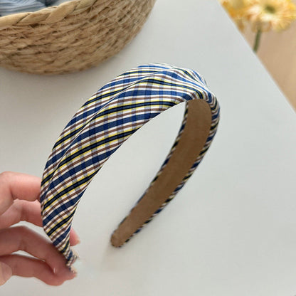 藍色格紋髮箍