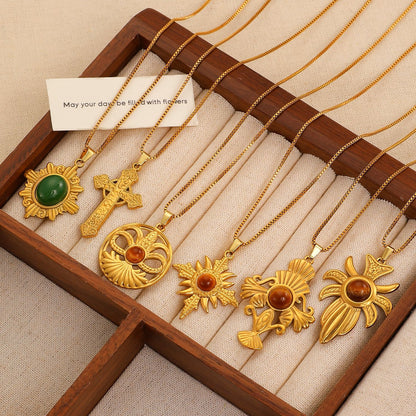 棕色虎眼石復古項鍊－商品主圖｜https://igowo.tw/