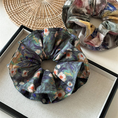 布面大腸圈復古髮圈－油畫綠色款細節｜https://igowo.tw/