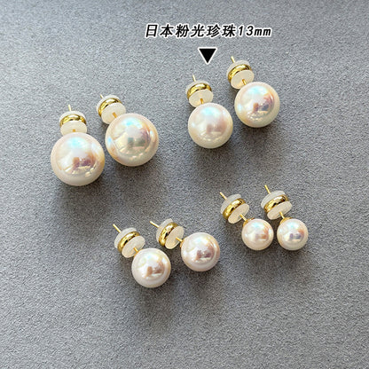 銀針玻璃澳白珍珠耳釘
