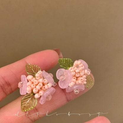 小清新花朵樹葉耳環