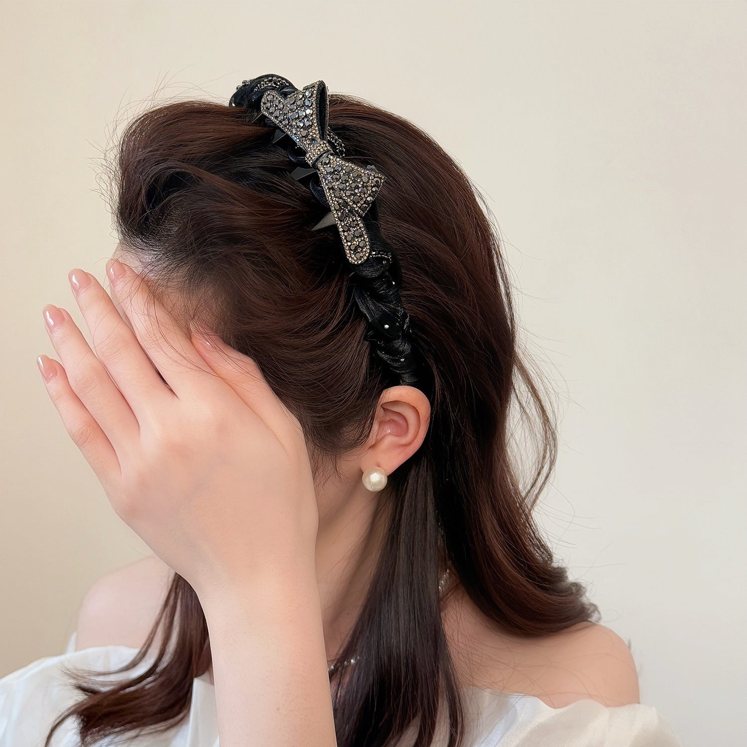 網紗蝴蝶結纏繞髮箍－網紗髮箍款實拍｜https://igowo.tw/
