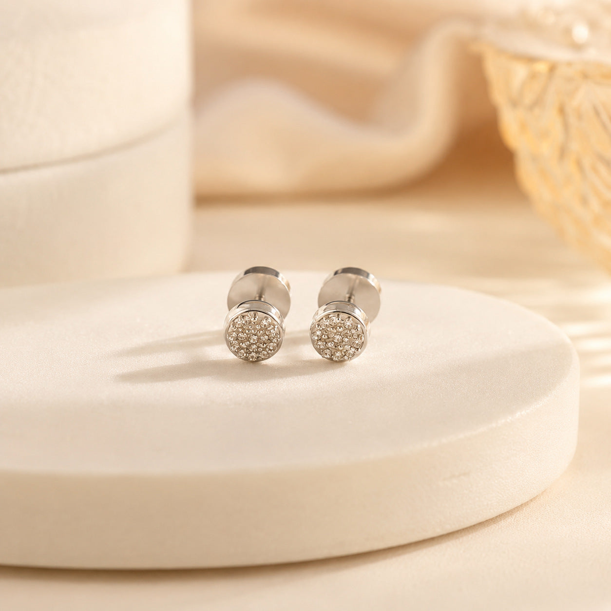 不鏽鋼鑲鑽簡約耳釘