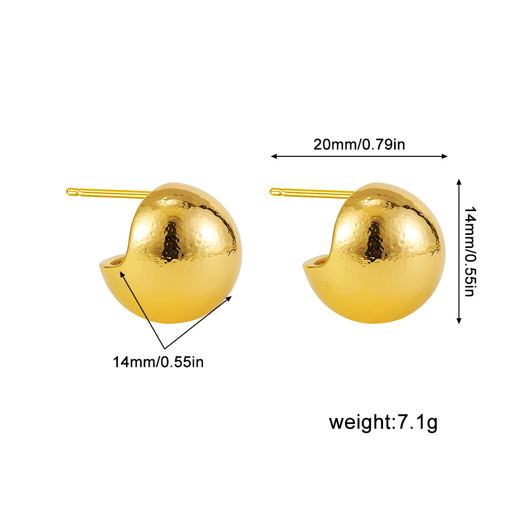 金色不鏽鋼圓珠耳釘－細節特寫3｜https://igowo.tw/