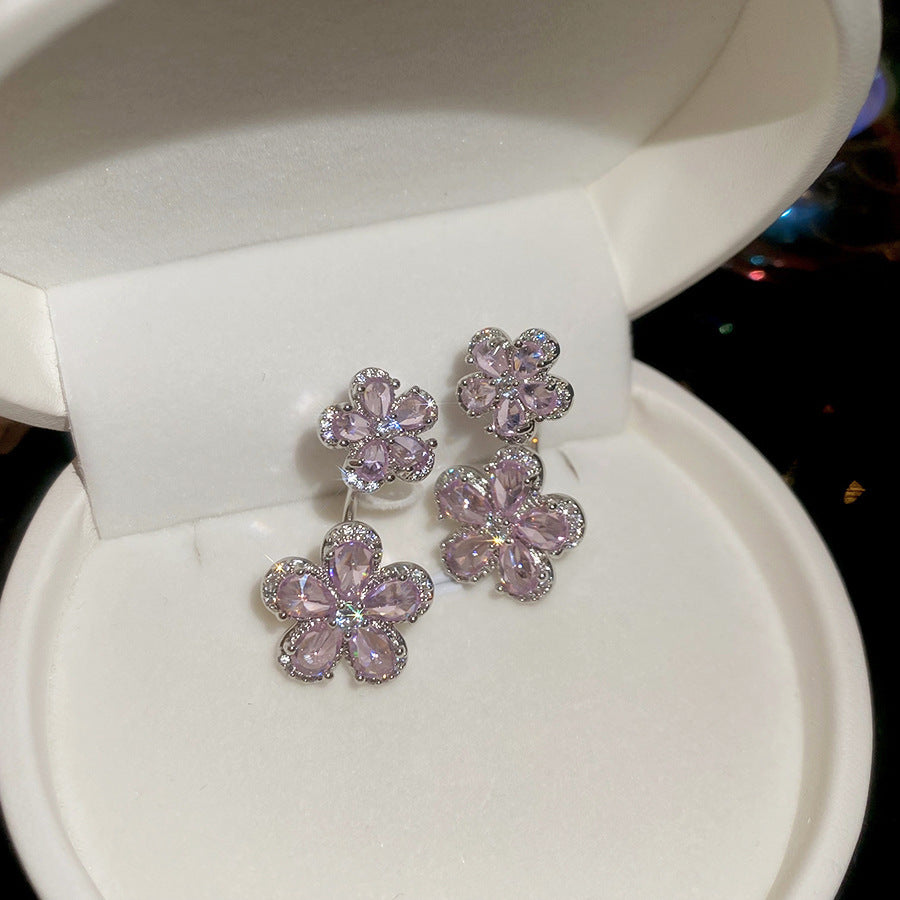 海邊度假風漸變油畫風花瓣耳釘小清新甜美耳環輕奢小眾高級感耳飾
