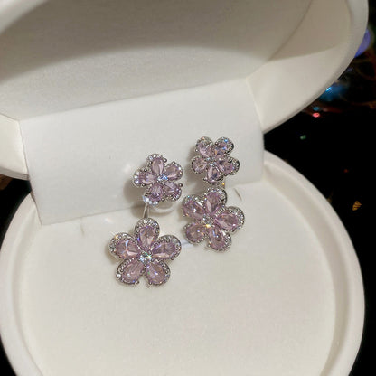 海邊度假風漸變油畫風花瓣耳釘小清新甜美耳環輕奢小眾高級感耳飾