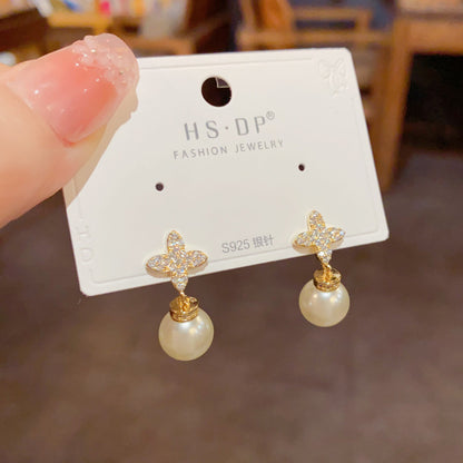 珍珠鋯石耳墜－第二視角實拍｜https://igowo.tw/