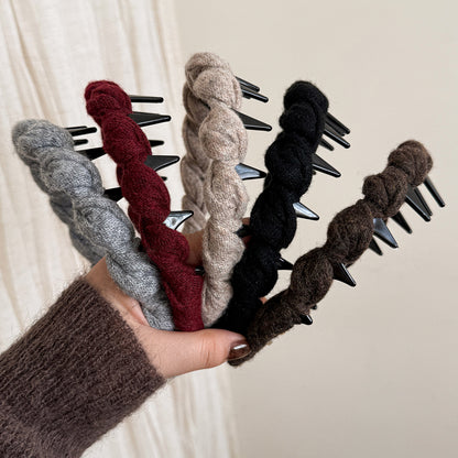 纏繞簡約髮箍－米色款細節｜https://igowo.tw/