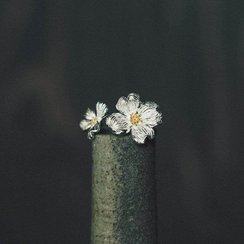 花朵立體可調式戒指