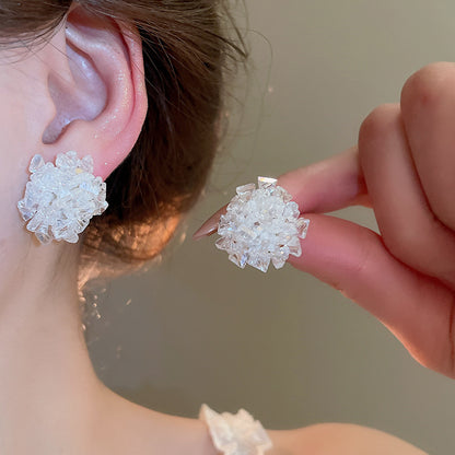 水晶串珠花朵流蘇耳釘－細節特寫6｜https://igowo.tw/