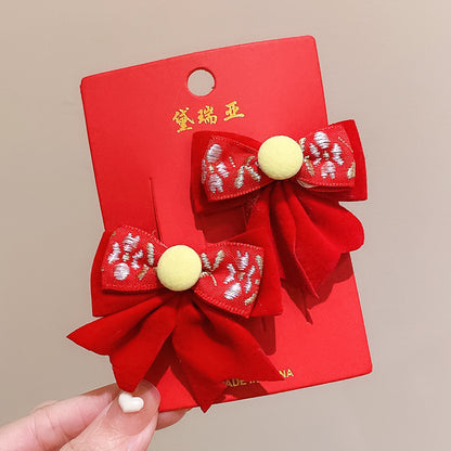 絨面蝴蝶結復古髮夾－細節特寫11｜https://igowo.tw/