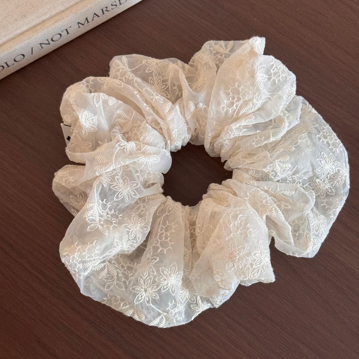網紗大腸圈刺繡髮圈