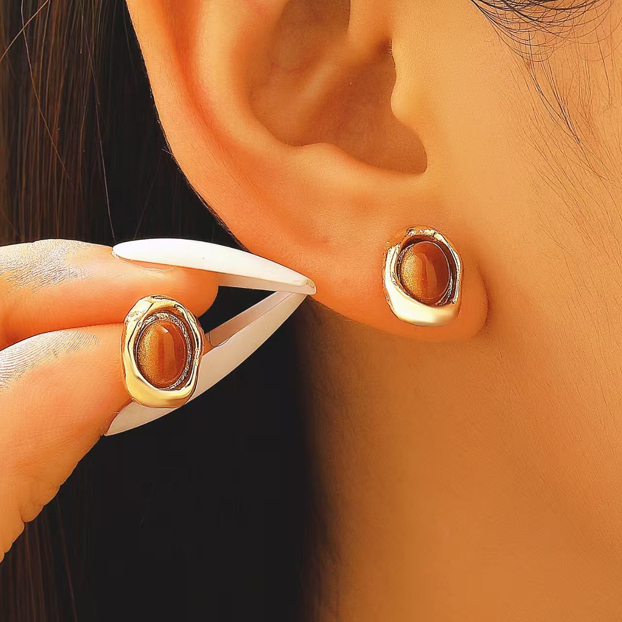 棕色復古簡約耳環