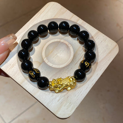 黑曜石串珠手鏈女國潮個性氣質百搭手串新中式小眾高級感手飾批發