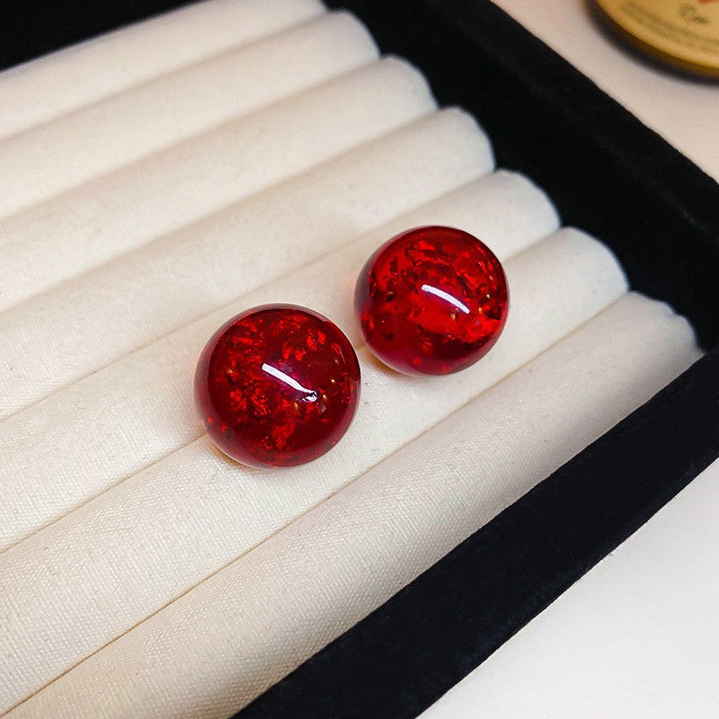 銀針安可拉紅色愛心耳釘耳環時尚氣質2026新款耳飾輕奢高級感秋冬