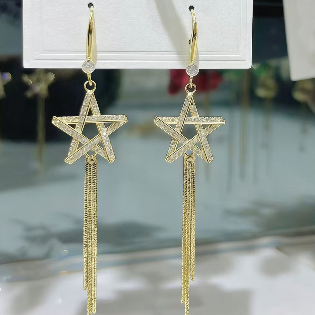 金色鋯石星星耳環