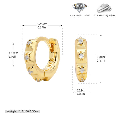 S925 耳環立體三角鋸齒鑲鋯多尺寸耳飾個性百搭飾品