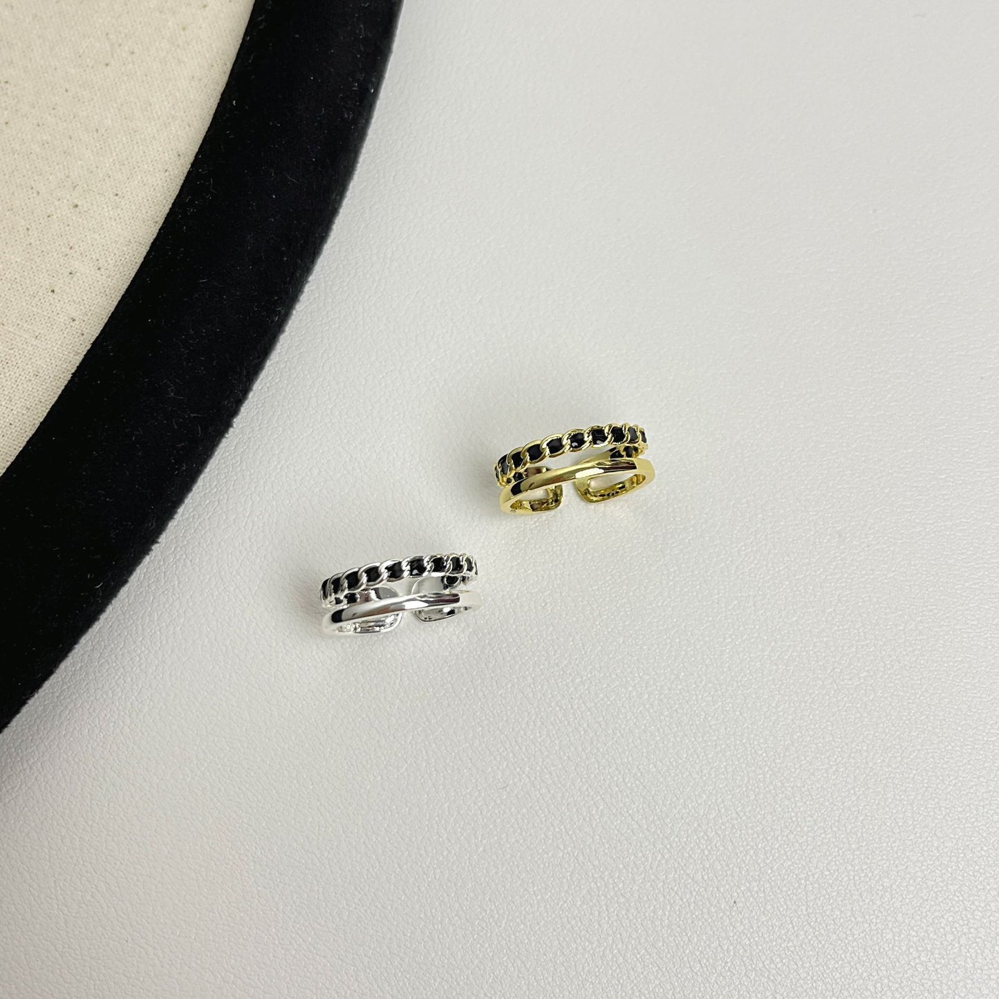 鏈條雙層可調式戒指－第二視角實拍｜https://igowo.tw/