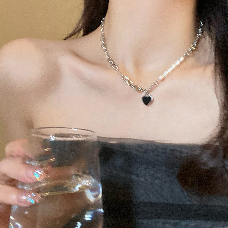 愛心星星鑲鑽項鍊－99#項鍊-銀色款細節｜https://igowo.tw/