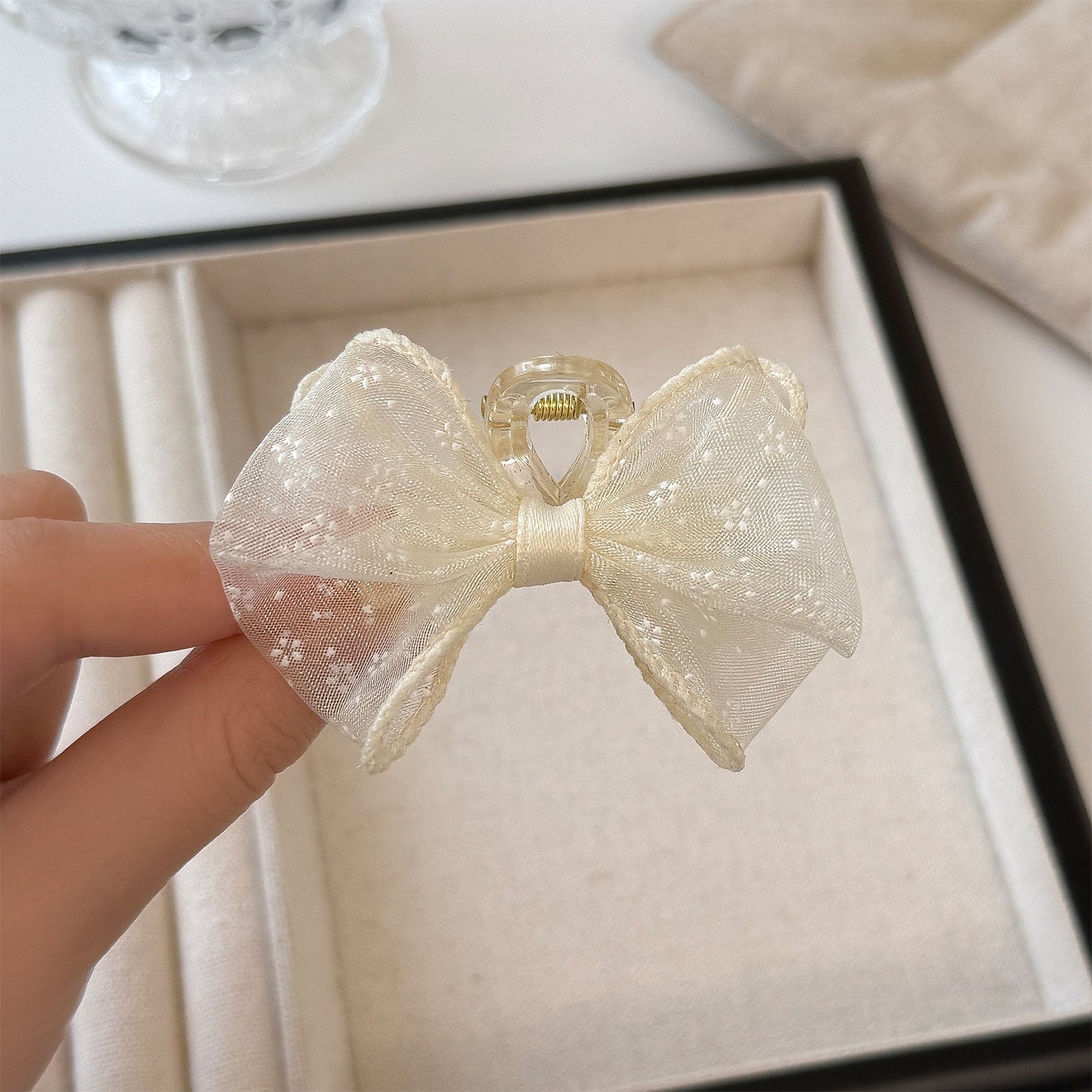 網紗蝴蝶結流蘇髮夾