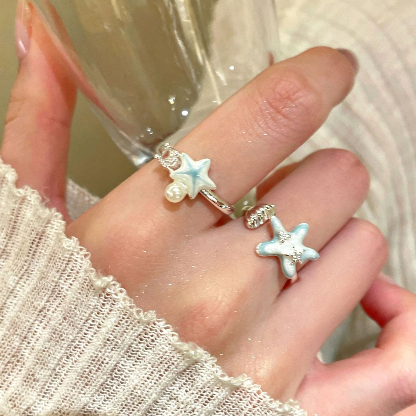 藍色海星可調式戒指－細節特寫3｜https://igowo.tw/