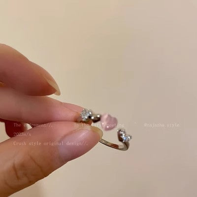 貓眼石愛心可調式戒指