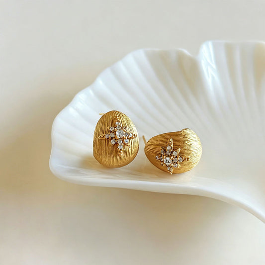 金色星星水滴簡約耳釘－商品主圖｜https://igowo.tw/